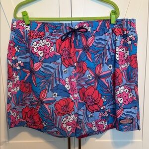 Vineyard Vines Blue and Pink Floral Swim Trunks Shorts Men's Size‎ XXL